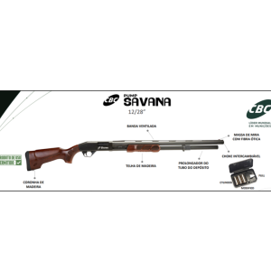 ***PRÉ VENDA*** Espingarda CBC Pump Savana Cal. 12 28" oxidada com coronha de madeira